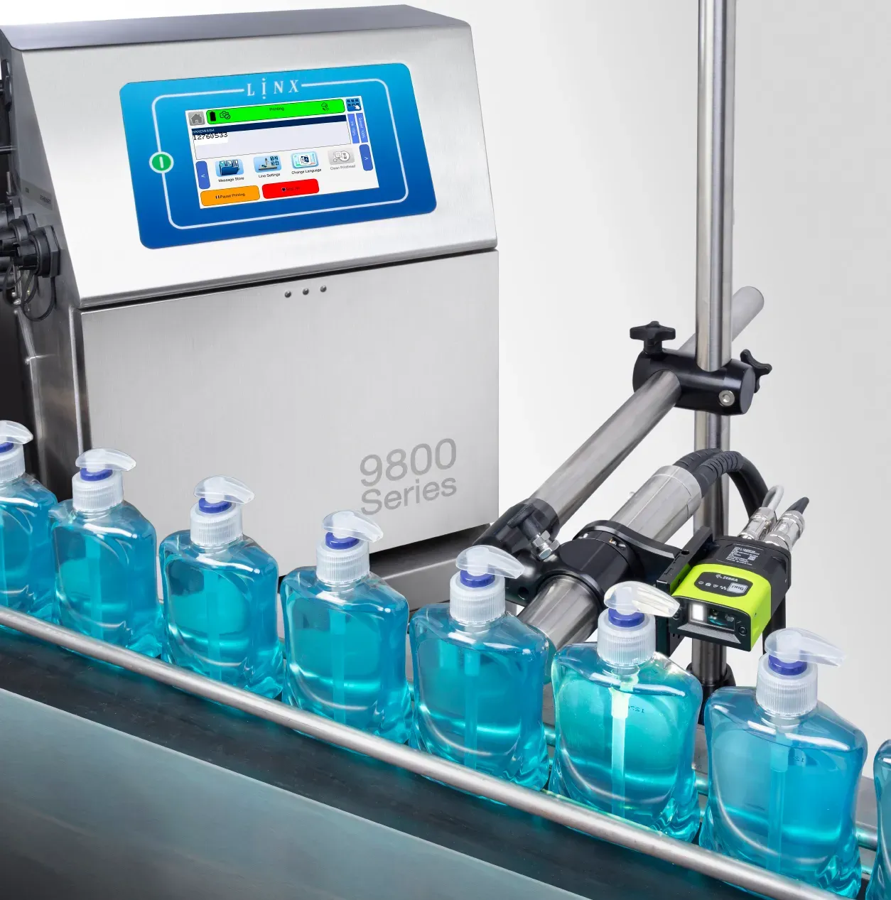 Linx 9800 printing on soap bottles