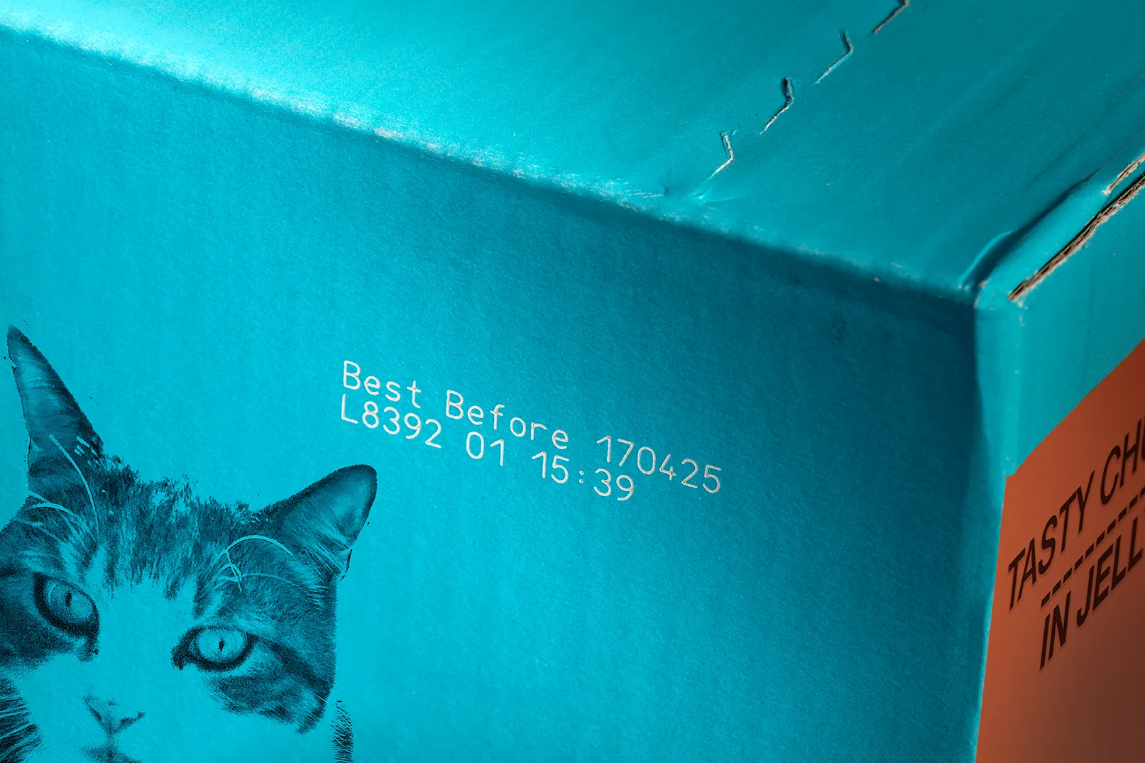 Laser best-before code on a shipping case