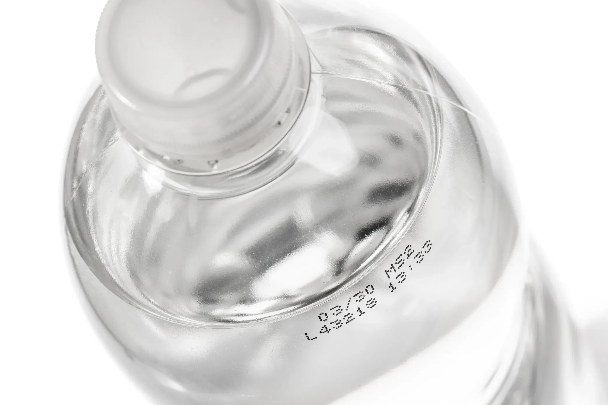 Date and batch code on a PET bottle